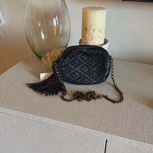 NWT Anthropologie black leather crossbody bag